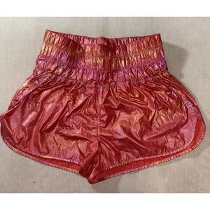 Free People Movement Large The Way Home Shine Shorts Metallic Pink Iridescent